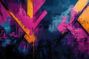 Vibrant graffiti artwork in urban setting showcasing bold colors and patterns photo