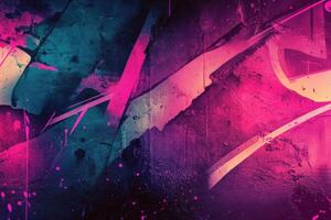 Vivid abstract graffiti art on urban wall with bright colors and textures photo