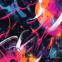 Vibrant abstract art featuring bold colors and dynamic shapes at night photo