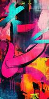 Vibrant urban street art showcasing bold colors and abstract shapes photo