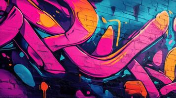 Vibrant graffiti mural showcasing abstract design in urban environment photo