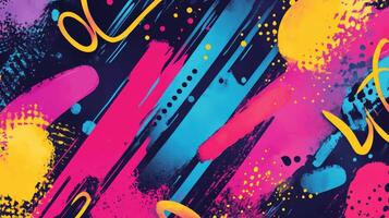 Colorful abstract pattern featuring vibrant brush strokes and dots photo
