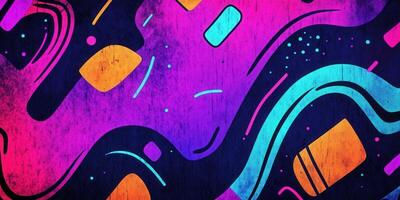 Colorful abstract shapes and patterns on a dark background photo