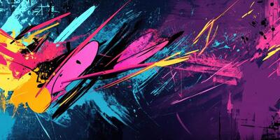 Colorful abstract art with vibrant splashes and dynamic brush strokes photo