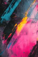 Abstract urban wall art featuring dynamic colors and bold textures photo