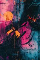 Vibrant abstract artwork featuring bold colors and dynamic shapes photo