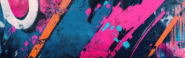Vivid abstract street art showcasing bold colors and dynamic patterns photo