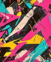Bright abstract design featuring bold colors and dynamic shapes photo