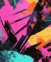 Abstract vibrant graffiti artwork with bold colors and dynamic shapes photo