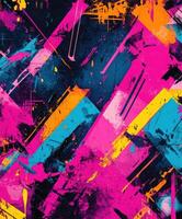 Colorful abstract art with vibrant lines and shapes on a dark background photo