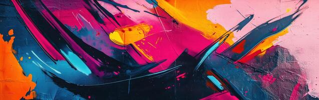 Vibrant street art mural showcasing abstract shapes and bold colors photo