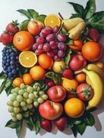 Fresh fruit arrangement with vibrant colors and rich textures on display photo