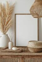 Decorative display featuring natural elements in a minimalist interior design photo