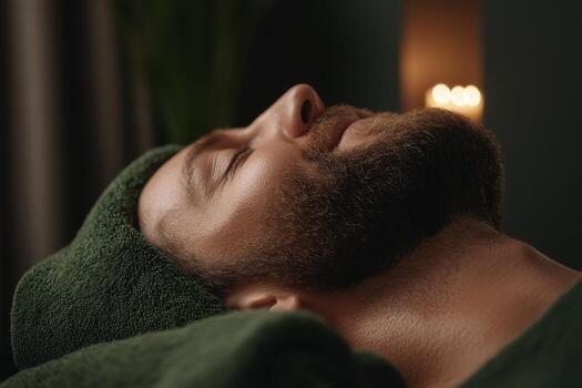 Relaxation during a spa treatment with soothing ambiance in a tranquil setting photo