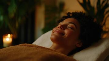 Relaxation moment during a rejuvenating spa treatment in a tranquil setting photo