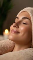 Relaxation during a soothing spa treatment in a serene environment photo