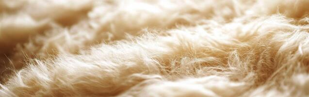Soft and fluffy wool texture captured in natural warm light indoors photo
