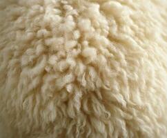 Close-up view of soft, curly wool texture under natural light conditions photo