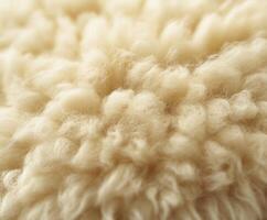 Close-up view of soft wool showing texture and natural fibers in warm light photo