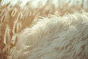 Soft wool and gentle grasses blend in a serene golden landscape photo