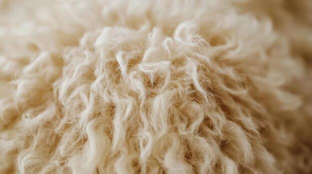 Close-up view of soft wool texture highlighting its natural curls and warmth photo