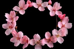 Beautiful pink cherry blossoms arranged in a circular pattern photo