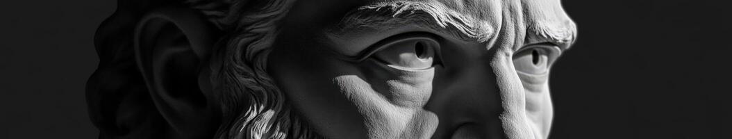 Classic sculpture depicting a wise figure with intricate facial details photo