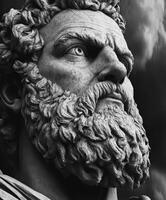 Classic marble sculpture of a bearded man showcasing intricate details photo