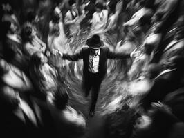 Dancer captivates audience in a noir-inspired theatrical performance photo