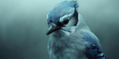 Blue jay perched quietly with striking features in soft lighting photo