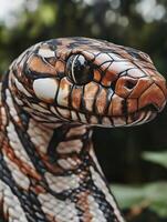 Colorful snake basking in natural habitat during daytime photo