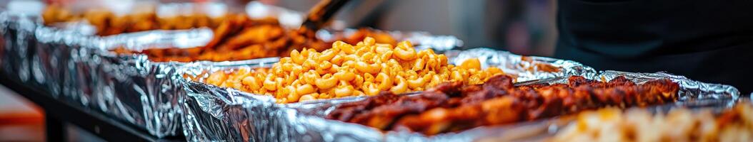 Catering service prepares delicious dishes for a festive gathering photo