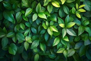 Green leaves creating a vibrant natural background texture photo