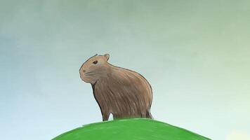 Capybara On A Green Hill Loop video