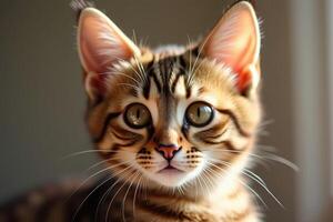 A close up of a cat with big eyes photo
