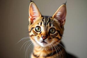 A close up of a cat with big eyes photo
