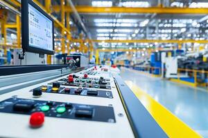 A factory with a control panel and a monitor photo