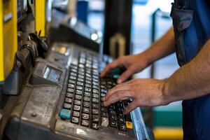 A man typing on a keyboard photo
