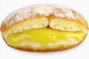 A donut with yellow filling photo