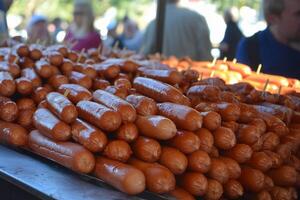 A large display of hot dogs photo