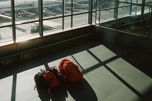 A large window in an airport photo