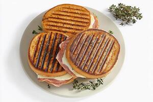 Grilled cheese sandwich with ham and cheese photo