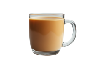Warm cup of spiced tea served in a clear glass on a minimalist background during a cozy afternoon png