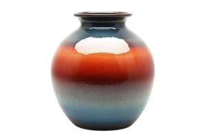 Beautiful ceramic vase with gradient colors on display for home decoration png