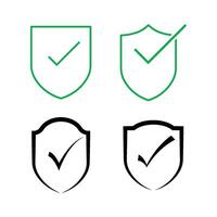 check mark icon in a shield vector