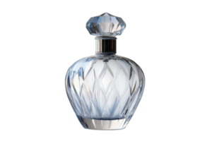 Elegant glass perfume bottle with a unique design showcased against a minimalist background png