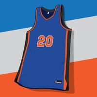 blue and black color basketball jersey with number twenty in front vector