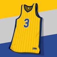 yellow color basketball uniform with pin stripe vector