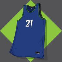 front view basketball jersey in dark blue and green gray background vector