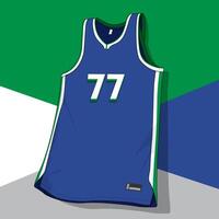 Front view of basketball jersey with number in front vector